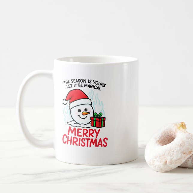 Caneca De Café Flaming Snowman Merry Christmas Mug Funny Holiday  (Com Donut)