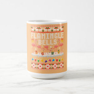 Caneca De Café Flamingle Bells Pink Flamingo Christmas Ugly Xmas