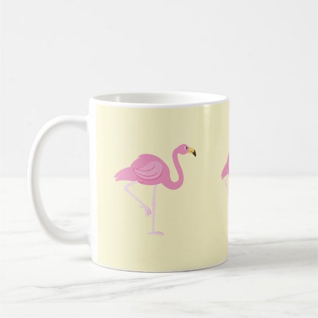 Caneca De Café Flamingo, Amarelo, Verão, Trendy, Mug (Esquerda)