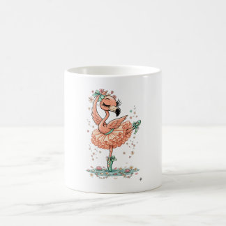 Caneca De Café Flamingo Bailarina Graciosa em Flor