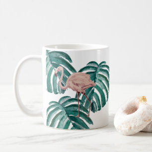 Caneca De Café Flamingo Botânico Impressão em Verde