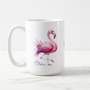 Caneca De Café Flamingo Cor-De-Rosa Elegante E Rosa