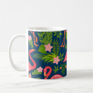 Caneca De Café Flamingo Cor-de-Rosa: Vintage com Turquesa Strike