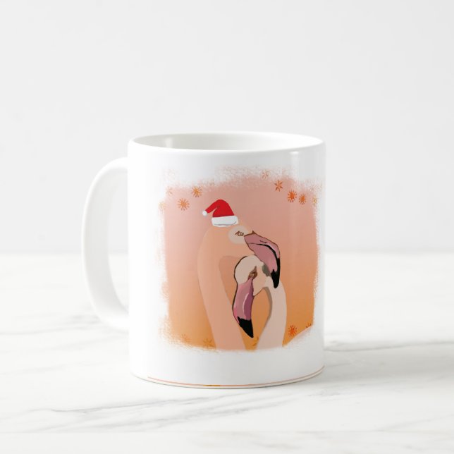 Caneca De Café Flamingo de Natal e Feliz ano novo Personalizado (Frente Esquerda)