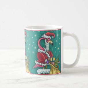 CANECA DE CAFÉ FLAMINGO DE PINCO QUENTE EM SANTA CLAUS SUIT MUG