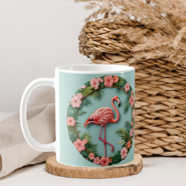 Caneca De Café Flamingo Equilibrista Tropical Elegante
