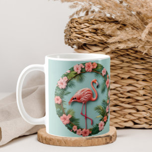 Caneca De Café Flamingo Equilibrista Tropical Elegante