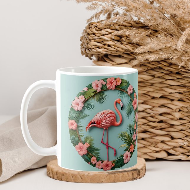 Caneca De Café Flamingo Equilibrista Tropical Elegante (Criador carregado)