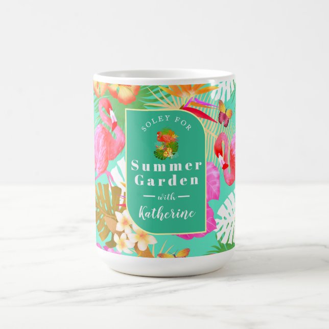 Caneca De Café Flamingo Garden Teal (Centro)