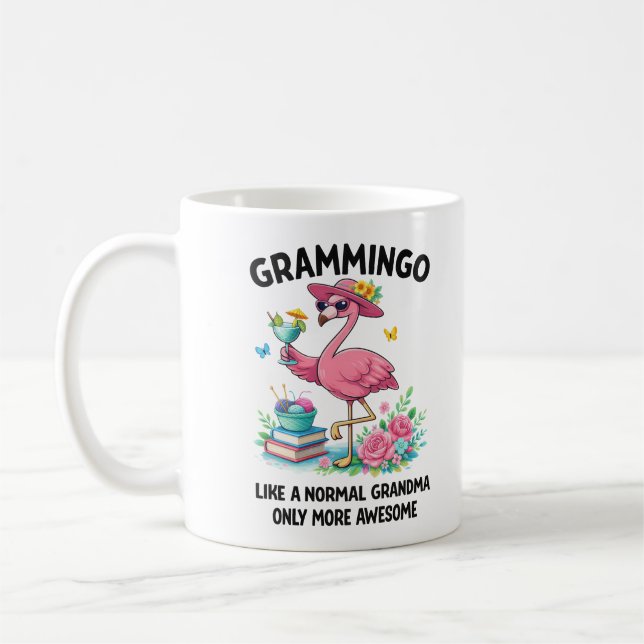 Caneca De Café Flamingo Grammingo Como uma Avó Normal Só que Mais (Esquerda)