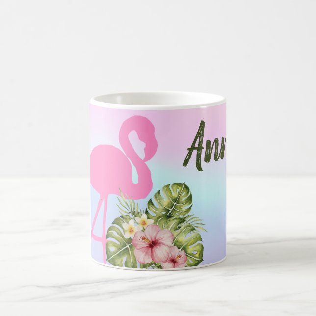 Caneca De Café Flamingo Hibiscus Rosa Holographic (Centro)