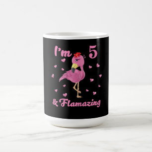 Caneca De Café Flamingo I'm 5 And Flamazing - Five Years Girls