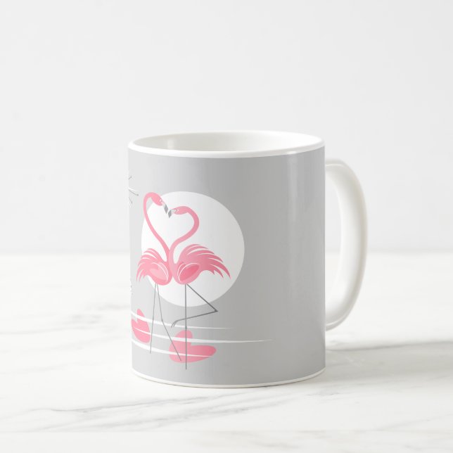 Caneca De Café Flamingo Love (Frente Esquerda)