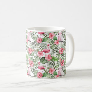 Caneca De Café Flamingo, Pássaro, Hibiscus e Greenerescência, c