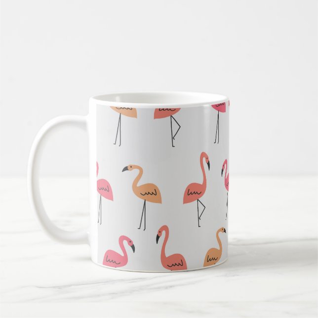 Caneca De Café Flamingo Pattern - Design tropical de fundo (Esquerda)
