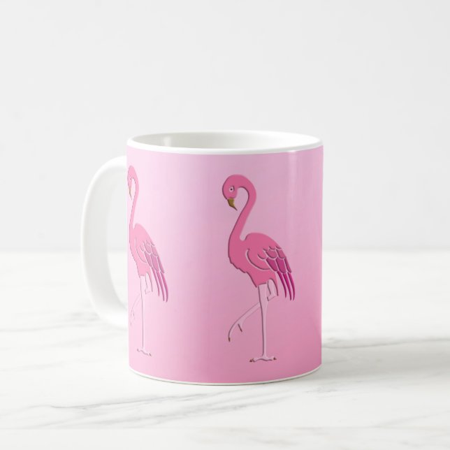 Caneca De Café flamingo rosa bonito (Frente Esquerda)