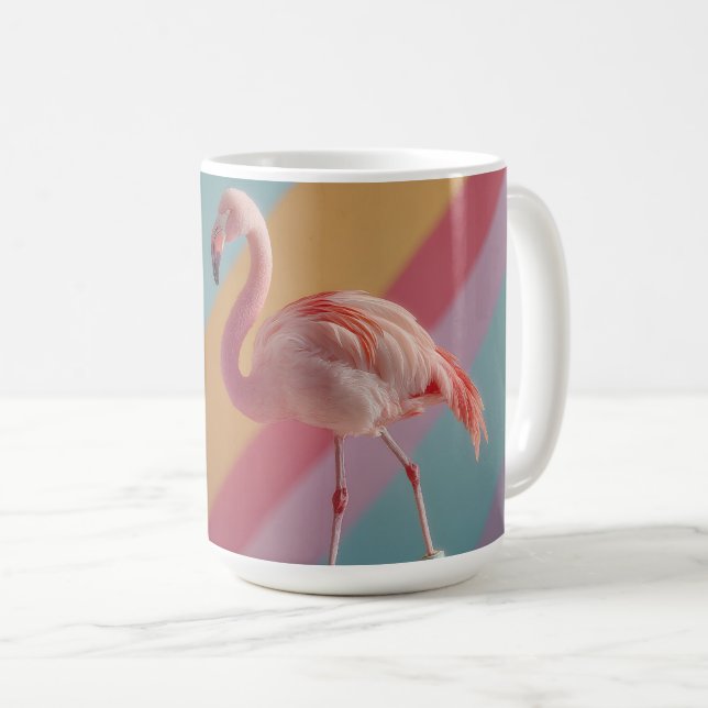 Caneca De Café Flamingo Rosa Caprichoso em Patins de Rodas (Frente Esquerda)