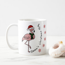 Caneca De Café Flamingo rosa com nome personalizado de chapéu de 