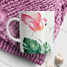 Flamingo Rosa Tropical Aquarela