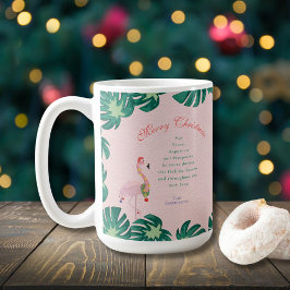 Caneca De Café Flamingo Santa Hat Baubles, cor-de-rosa tropical,