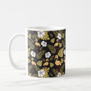 Caneca De Café Flamingo, sem descontinuidades, flores amarelas e