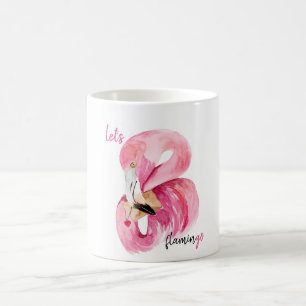Caneca De Café Flamingo Watercolor, Vamos Rosa Exótico Moderno