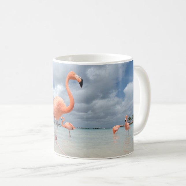 Caneca De Café Flamingos Beach Aruba (Frente Esquerda)