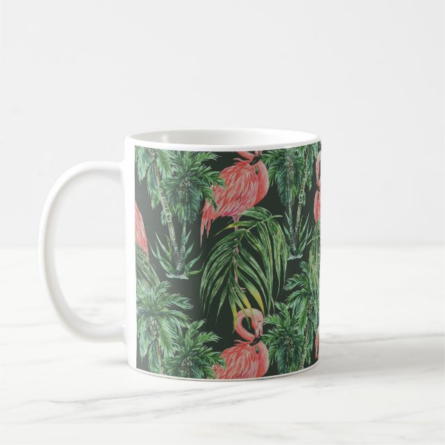 Caneca De Café flamingos cor-de-água, pássaros exóticos, tropicai (Esquerda)