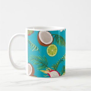 Caneca De Café Flamingos cor-de-rosa: padrão tropical sem costura