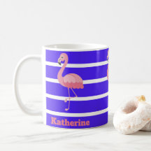 Flamingos cor-de-rosa personalizados em listras