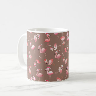 Caneca De Café Flamingos de Natal Espalhados em Marrom