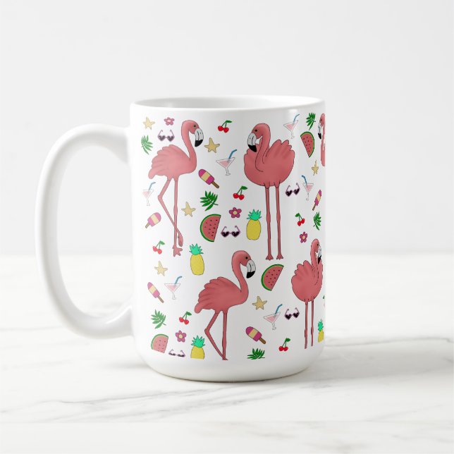 Caneca De Café Flamingos e tema de verão (Esquerda)