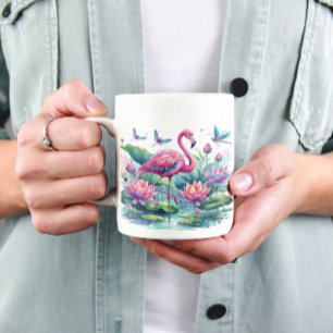 Caneca De Café Flamingos Rosa