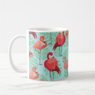 Caneca De Café Flamingos Rosa: Padrão Exótico Sem Olhos.
