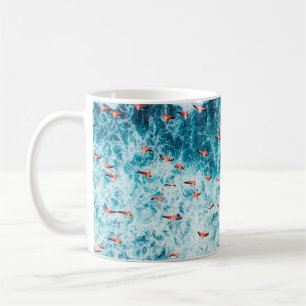 Caneca De Café Flamingos voando na praia do mar caribe, Lo