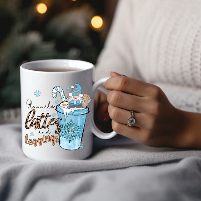Caneca De Café Flannels Gnomo-Inverno-Bonitos Latgings (Cute Winter Gnome Flannels Lattes Leggings Coffee Mug)
