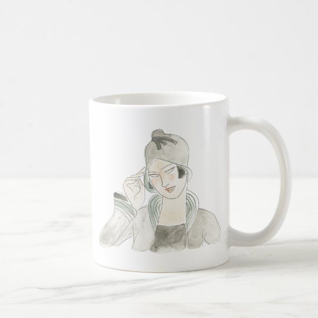 Caneca De Café Flapper Fashion Sketch (Direita)