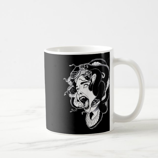Caneca De Café Flash de tatuagem de trabalho negro do Medusa (Direita)