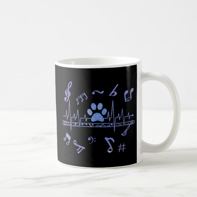 Caneca De Café Flauta musical com impressões de pata (Direita)