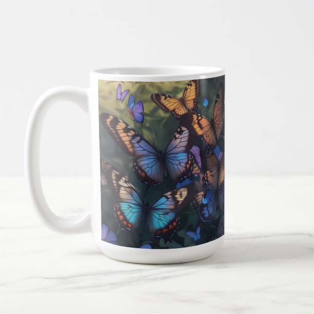 Caneca De Café Flauttering Elegance Belo Padrão de Borboleta (Esquerda)