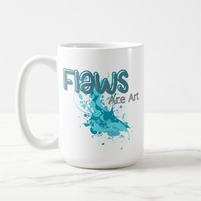Caneca De Café Flaws Are Art – Inspirational Abstract Splash Blue (Esquerda)