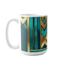 Flechas Geométricas Art Déco, Dourado e Turquesa