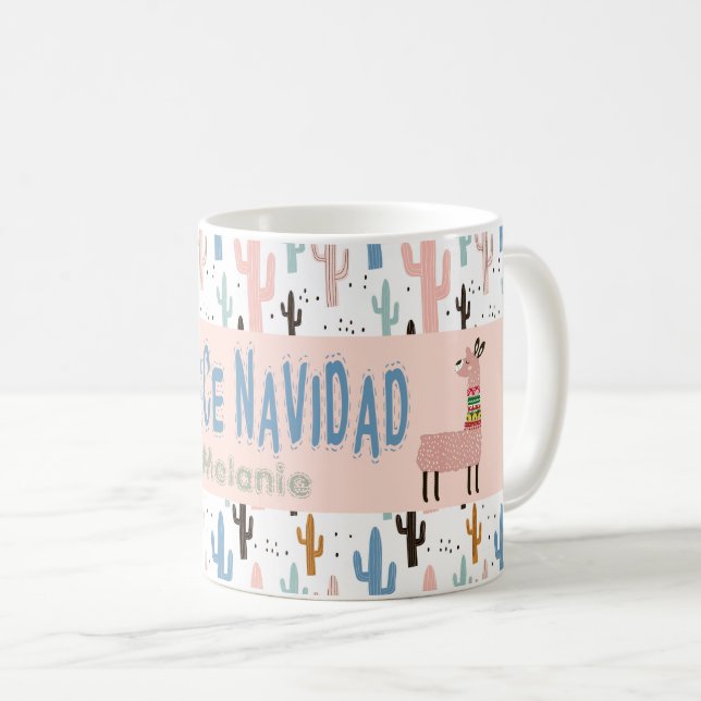 Caneca De Café Fleece Navidad Christmas Llamas (Frente Esquerda)
