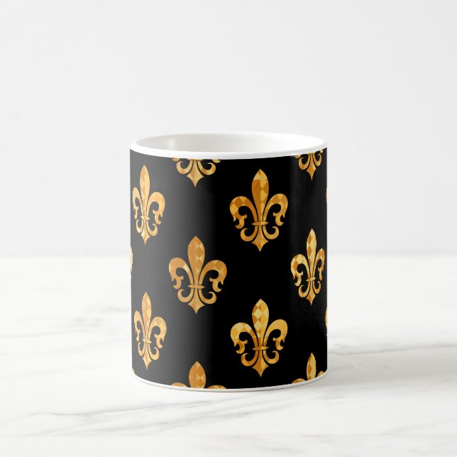 Caneca De Café Fleur de Lis/black/gold/DIY background (Centro)