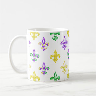 Caneca De Café Fleur de Lis Miçangas - Mug de café branco