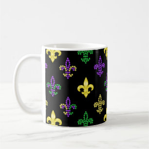 Caneca De Café Fleur de Lis Miçangas - Mug de café preto