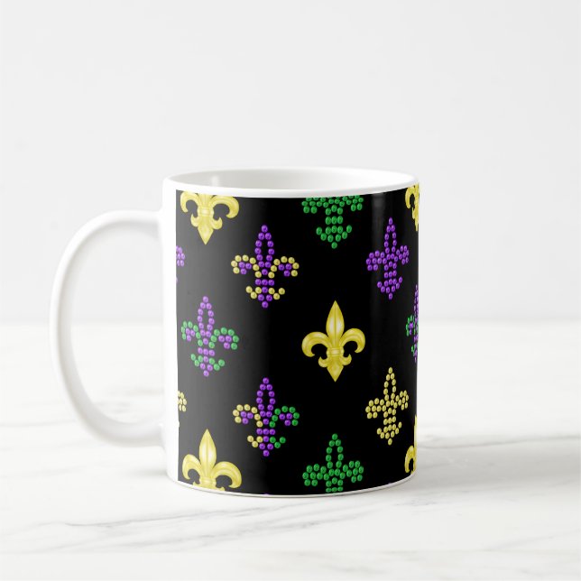 Caneca De Café Fleur de Lis Miçangas - Mug de café preto (Esquerda)