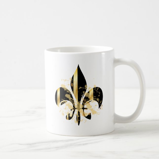 Caneca De Café Fleur de Lis, preto e Dourado (Direita)