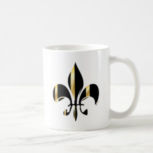 Caneca De Café Fleur de Lis, preto e Dourado