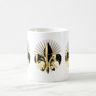 Caneca De Café Fleur de Lis, preto e Dourado